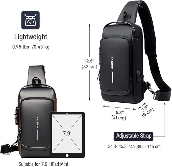 Men Anti Theft Chest Bag Shoulder Bags USB Charging Crossbody Package School Short Trip Messengers Bags Men's Oxford Sling Pack