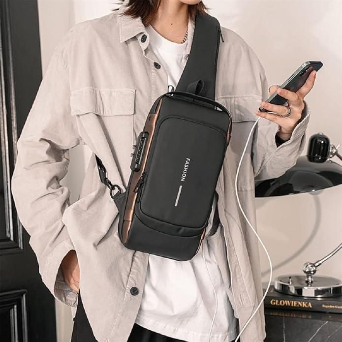 Men Anti Theft Chest Bag Shoulder Bags USB Charging Crossbody Package School Short Trip Messengers Bags Men's Oxford Sling Pack