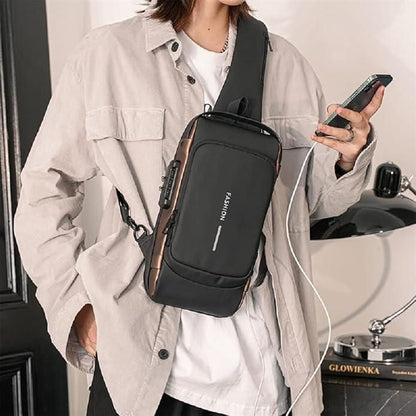 Men Anti Theft Chest Bag Shoulder Bags USB Charging Crossbody Package School Short Trip Messengers Bags Men's Oxford Sling Pack