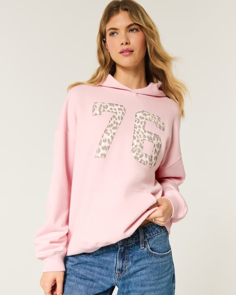 Oversized Number Graphic Hoodie